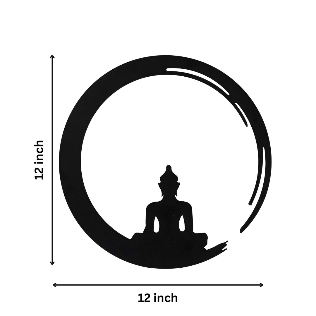 Round Buddha Metal Wall Hanging (12 x 12 Inch)