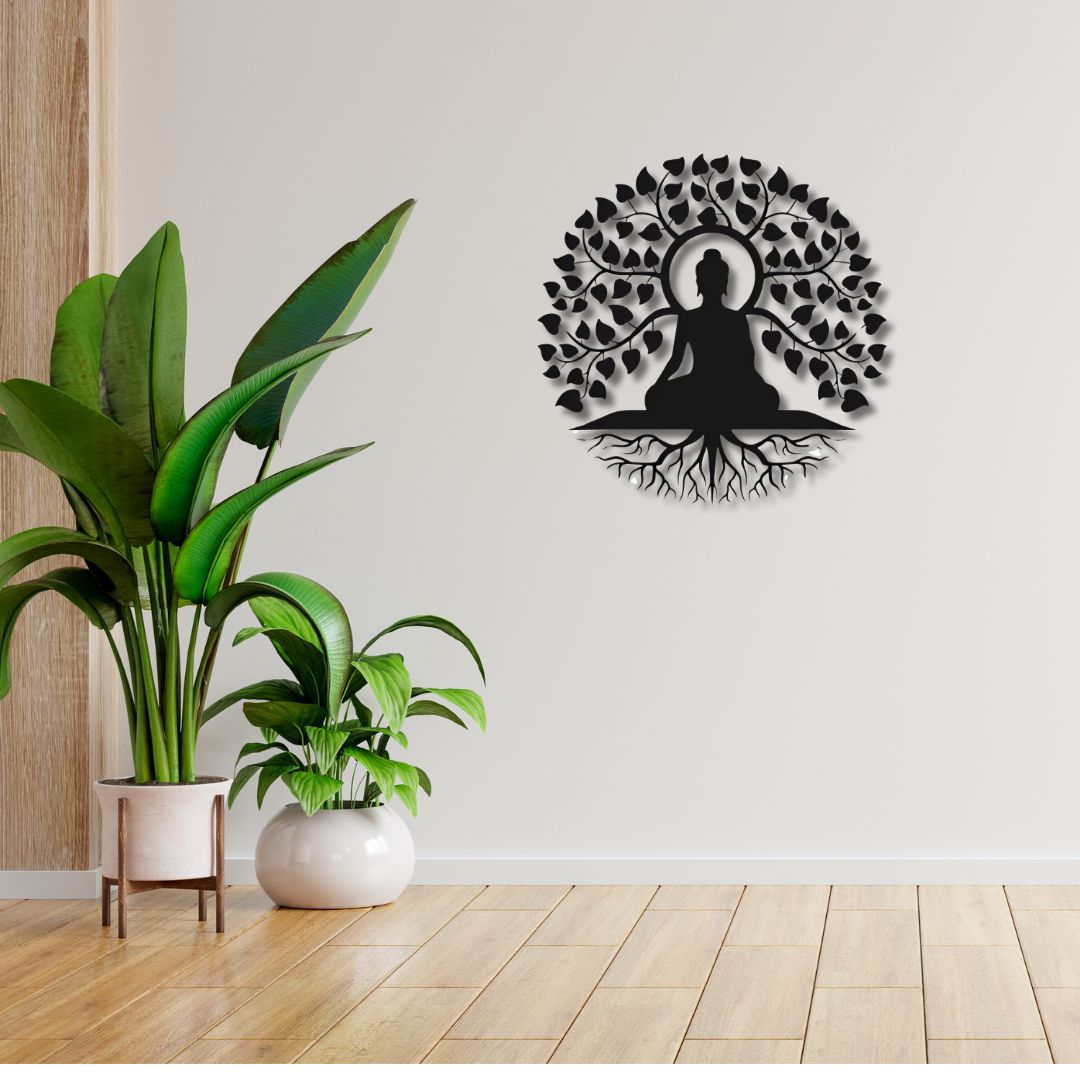 Metal Buddha Wall Art | Powder Coated Buddha Wall Hanging | Spiritual Home Decor(18 inch)