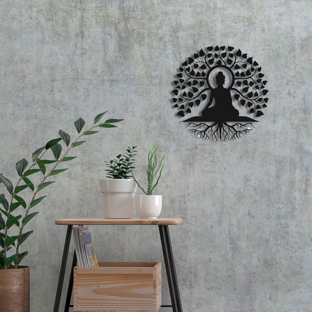 Metal Buddha Wall Art | Powder Coated Buddha Wall Hanging | Spiritual Home Decor(18 inch)